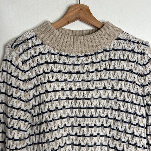 Talbots Textured Stripe Knit Mockneck Sweater Oyster Multi ladies medium - Picture 3 of 10